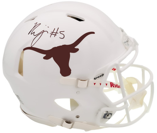 Bijan Robinson Autographed Texas Longhorns White Full Size Authentic Speed Helmet Beckett BAS QR Stock #202903