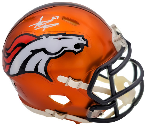 Steve Atwater Autographed Denver Broncos Flash Orange Speed Mini Helmet Beckett BAS QR Stock #203001