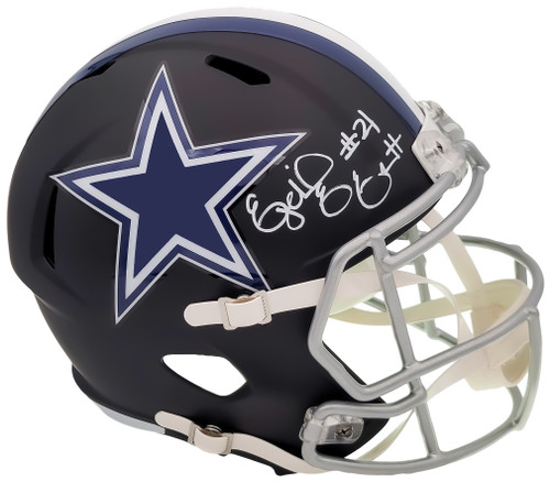 Ezekiel Elliott Autographed Dallas Cowboys Flat Matte Black Full Size Replica Speed Helmet Beckett BAS QR Stock #203005