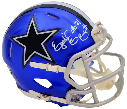 Ezekiel Elliott Autographed Dallas Cowboys Flash Blue Speed Mini Helmet Beckett BAS QR Stock #203011
