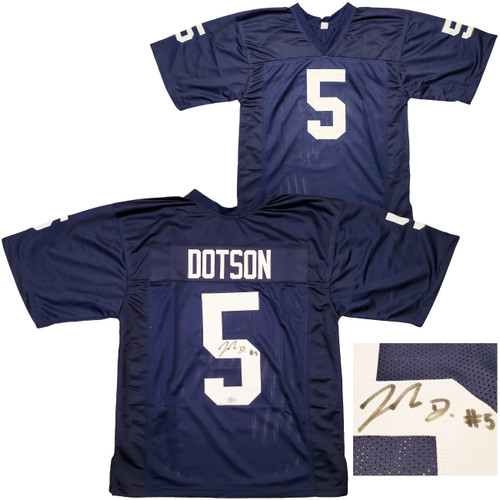 Penn State Nittany Lions Jahan Dotson Autographed Blue Jersey Beckett BAS Stock #203016