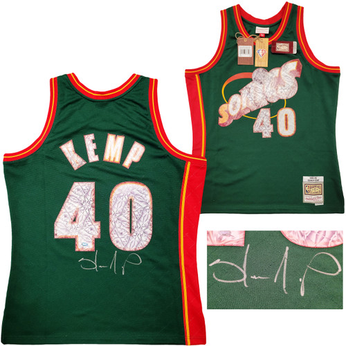 Seattle Supersonics Shawn Kemp Autographed Green Authentic Mitchell & Ness Hardwood Classics Swingman Jersey NBA Top 75 Size L MCS Holo Stock #203426