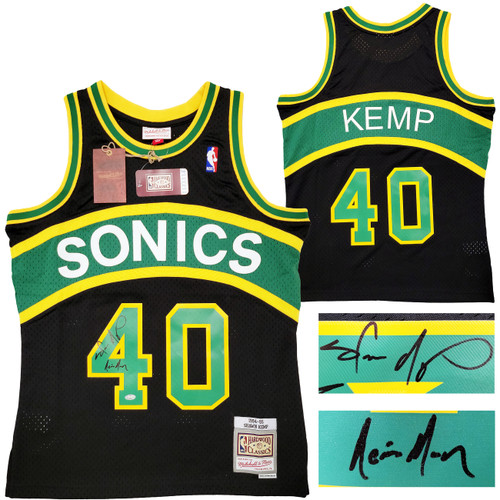 Seattle Supersonics Shawn Kemp Autographed Black Authentic Mitchell & Ness Hardwood Classics Swingman Jersey Size M Signed On Front "Reign Man" MCS Holo Stock #203433