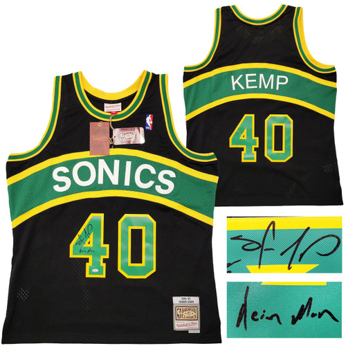Seattle Supersonics Shawn Kemp Autographed Black Authentic Mitchell & Ness Hardwood Classics Swingman Jersey Size XL Signed On Front "Reign Man" MCS Holo Stock #203434