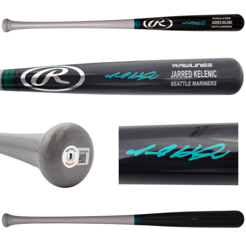 Jarred Kelenic Autographed Dark Gray Rawlings Game Model Bat Seattle Mariners Beckett BAS QR Stock #203537