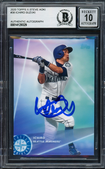 Ichiro Suzuki Autographed 2020 Steve Aoki Topps X Wave 2 Card #38 Seattle Mariners Auto Grade Gem Mint 10 Beckett BAS Stock #205843