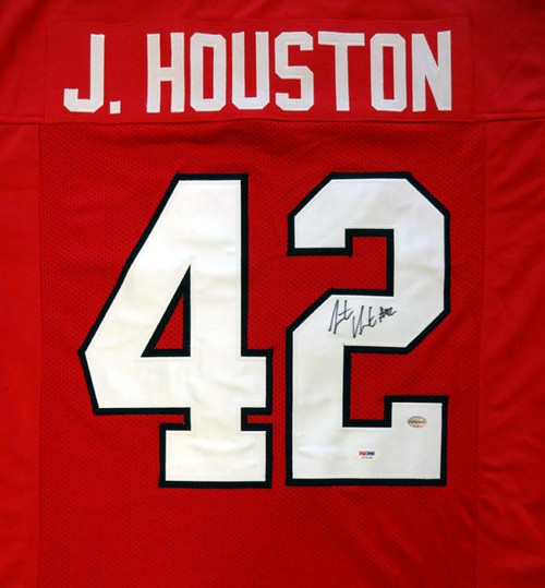 Georgia Bulldogs Justin Houston Autographed Red Jersey PSA/DNA Stock #81760