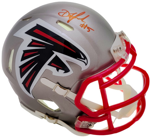 Drake London Autographed Atlanta Falcons Flash Gray Speed Mini Helmet Beckett BAS QR Stock #206127