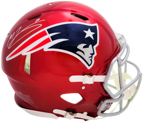 Mac Jones Autographed New England Patriots Flash Red Full Size Authentic Speed Helmet Beckett BAS Witness Stock #206518