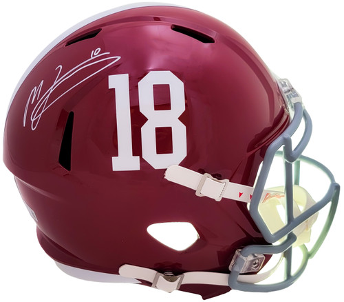 Mac Jones Autographed Alabama Crimson Tide Red Full Size Replica Speed Helmet Beckett BAS Witness Stock #206520