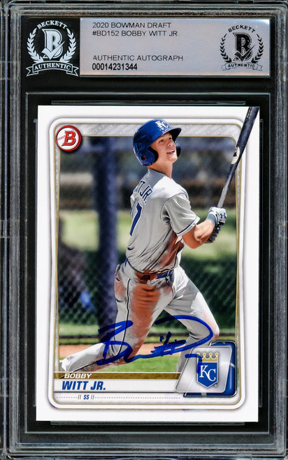 Bobby Witt Jr. Autographed 2020 Bowman Draft Rookie Card #BD-152 Kansas City Royals Beckett BAS Stock #206566