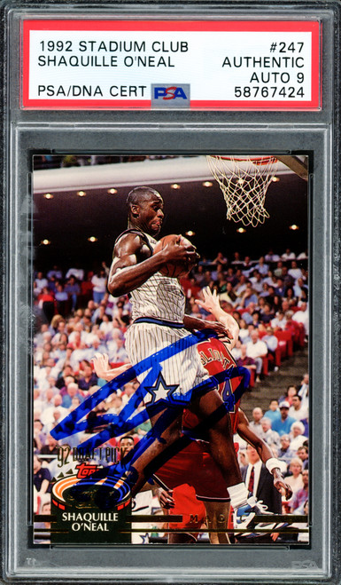 Shaquille "Shaq" O'Neal Autographed 1992 Stadium Rookie Card #247 Orlando Magic Auto Grade Mint 9 PSA/DNA Stock #207362