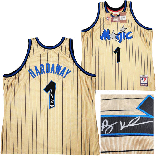 Orlando Magic Anfernee Penny Hardaway Autographed Gold Authentic Mitchell & Ness 1993-94 75th Anniversary Hardwood Classic Swingman Jersey Size XXL PSA/DNA Stock #208249