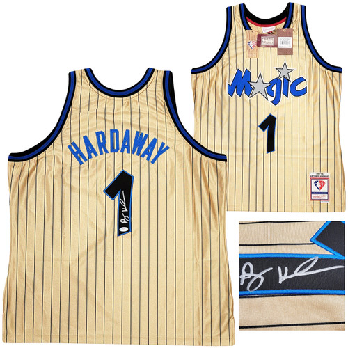 Orlando Magic Anfernee Penny Hardaway Autographed Gold Authentic Mitchell & Ness 1993-94 75th Anniversary Hardwood Classic Swingman Jersey Size L PSA/DNA Stock #208251