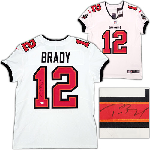 Tampa Bay Buccaneers Tom Brady Autographed White Nike Elite Jersey Size 44 Fanatics Holo Stock #208711