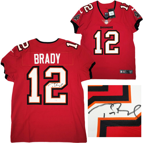 Tampa Bay Buccaneers Tom Brady Autographed Red Nike Elite Jersey Size 44 Fanatics Holo Stock #208712