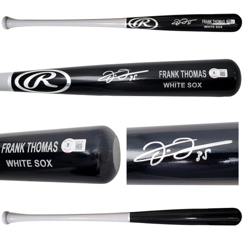 Frank Thomas Autographed Black & Grey Rawlings Game Model Bat Chicago White Sox Beckett BAS Witness Stock #209067