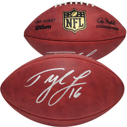 Tyler Lockett Autographed Official NFL Leather Gold Shield Football Seattle Seahawks MCS Holo Stock #209182