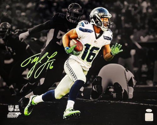 Tyler Lockett Autographed 16x20 Photo Seattle Seahawks Spotlight MCS Holo Stock #209204