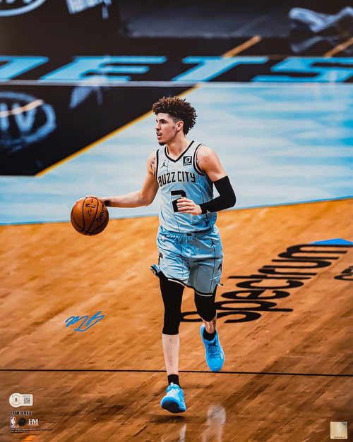 LaMelo Ball Autographed 16x20 Photo Charlotte Hornets Beckett BAS QR Stock #209478