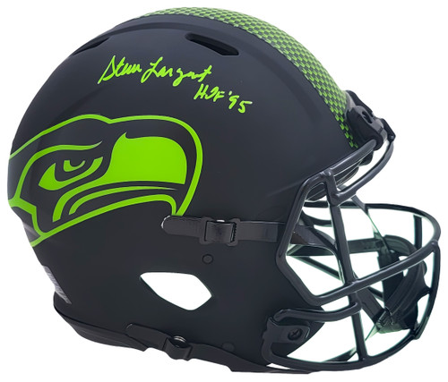 Steve Largent Autographed Seattle Seahawks Eclipse Black Full Size Authentic Speed Helmet "HOF 95" MCS Holo Stock #210455