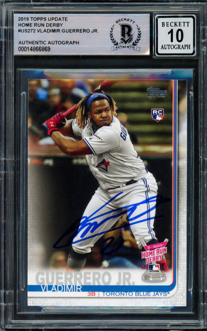 Vladimir Guerrero Jr. Autographed 2019 Topps Update Rookie Card #US272 Toronto Blue Jays Auto 10 Beckett BAS Stock #210507