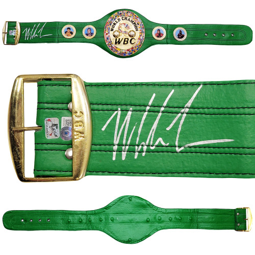 Mike Tyson Autographed Green WBC World Championship Belt Beckett BAS Witness Stock #210831