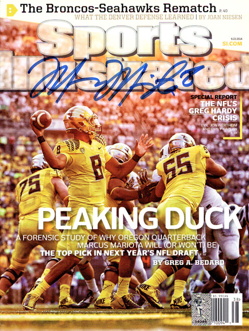 Marcus Mariota Autographed Sports Illustrated Magazine Oregon Ducks MM Holo Stock #89203