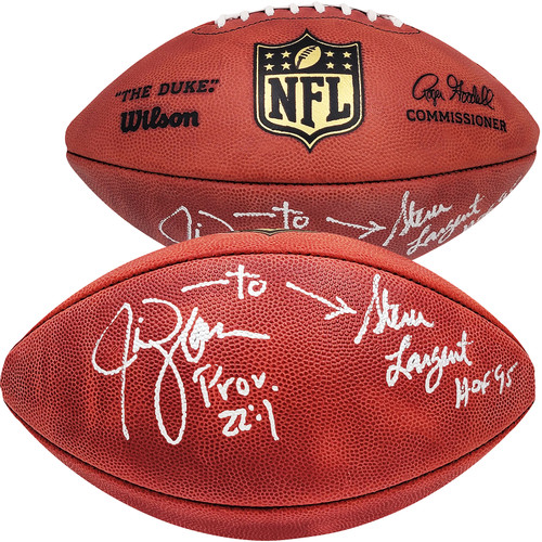 Steve Largent & Jim Zorn Autographed Official Leather NFL Football Seattle Seahawks Gold Shield MCS Holo Stock #211066