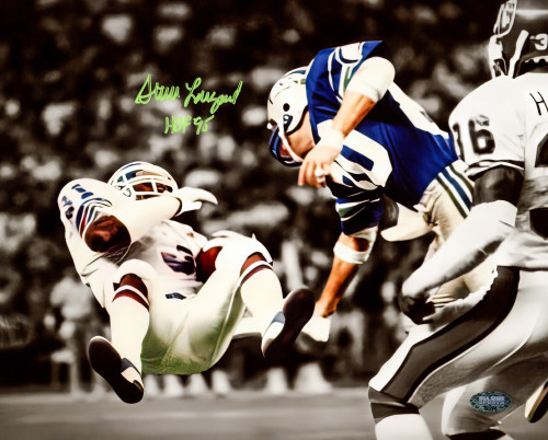 Steve Largent Autographed 8x10 Photo Seattle Seahawks "HOF 95" Hit Fumble On Mike Harden MCS Holo Stock #211084