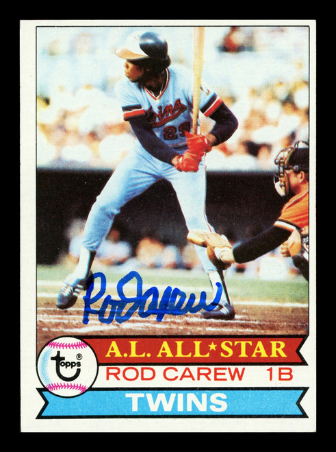 Rod Carew Autographed 1979 Topps Card #300 Minnesota Twins Stock #211292