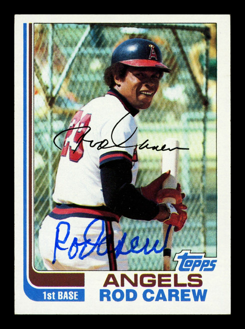 Rod Carew Autographed 1982 Topps Card #500 California Angels Stock #211300