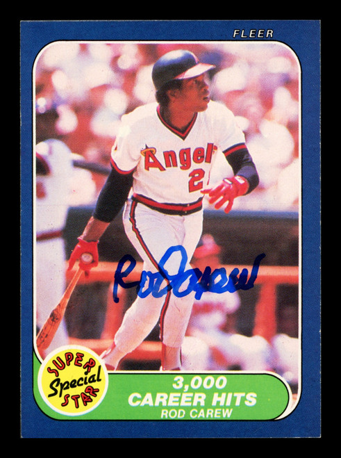 Rod Carew Autographed 1986 Fleer Card #629 California Angels Stock #211312