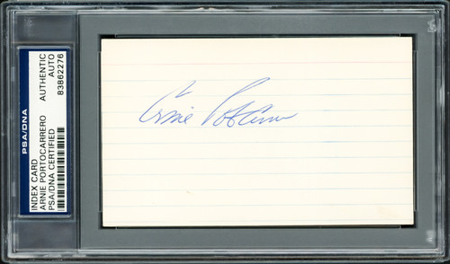 Arnie Portocarrero Autographed 3x5 Index Card Philadelphia A's PSA/DNA Stock #211347