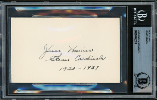 Jess Haines Autographed 3x5 Index Card St. Louis Cardinals "1920-9037" Beckett BAS Stock #211349