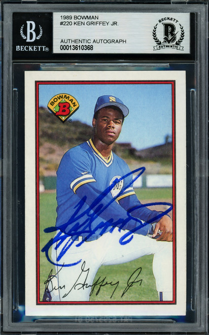 Ken Griffey Jr. Autographed 1989 Bowman Rookie Card #220 Seattle Mariners Beckett BAS Stock #211356