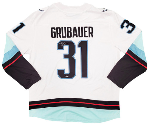 Seattle Kraken Philipp Grubauer Autographed White Fanatics Jersey Size XL Fanatics Holo Stock #211744