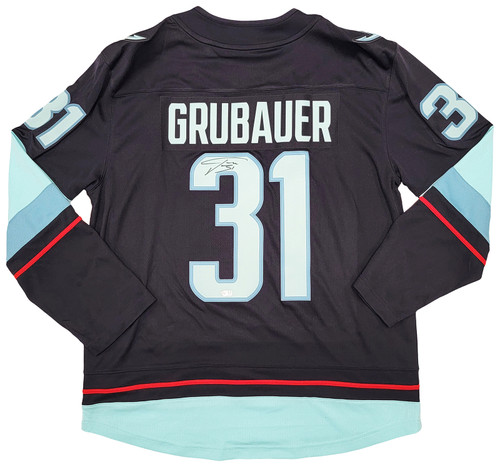 Seattle Kraken Philipp Grubauer Autographed Blue Fanatics Jersey Size XL Fanatics Holo Stock #211745