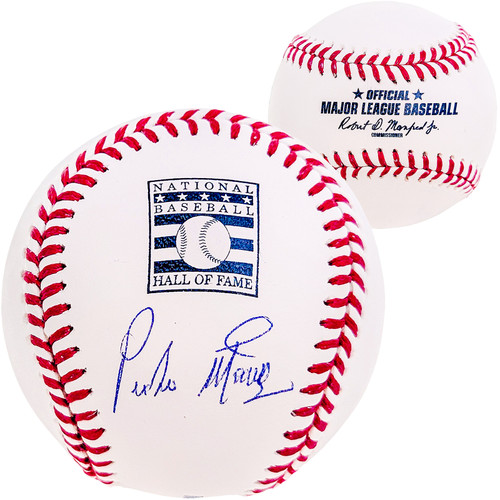Pedro Martinez Autographed Official Hall of Fame HOF Logo Baseball Boston Red Sox Beckett BAS Witness Stock #211749