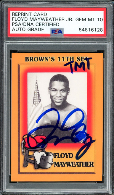 Floyd Mayweather Jr Autographed 1997 Brown's Boxing Rookie Retro Reprint Rookie Card #51 Auto Grade Gem Mint 10 "TMT" The Money Team PSA/DNA Stock #211856