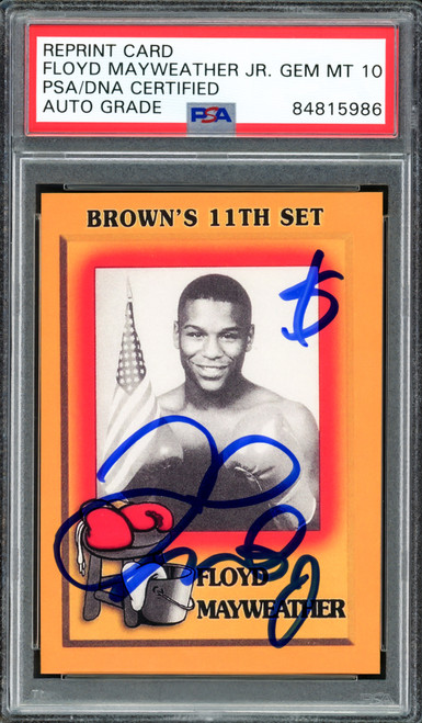Floyd Mayweather Jr Autographed 1997 Brown's Boxing Rookie Retro Reprint Rookie Card #51 Auto Grade Gem Mint 10 "$" Money PSA/DNA Stock #211857