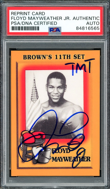 Floyd Mayweather Jr Autographed 1997 Brown's Boxing Rookie Retro Reprint Rookie Card #51 "TMT" The Money Team PSA/DNA Stock #211859