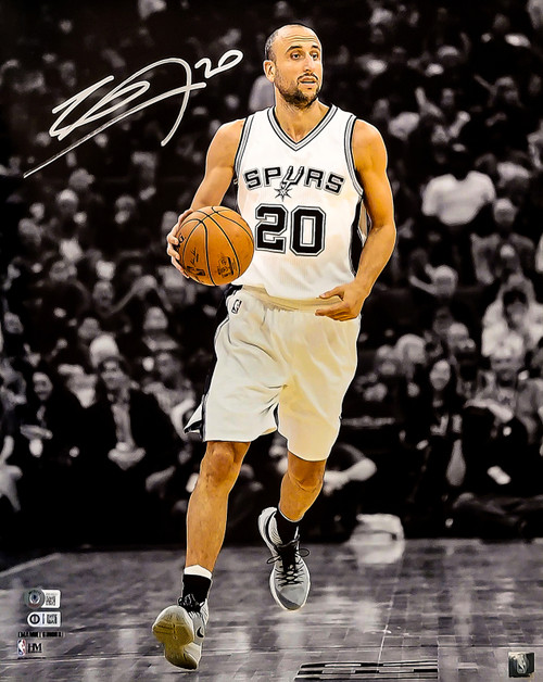 Manu Ginobili Autographed 16x20 Photo San Antonio Spurs Beckett BAS Witness Stock #211903