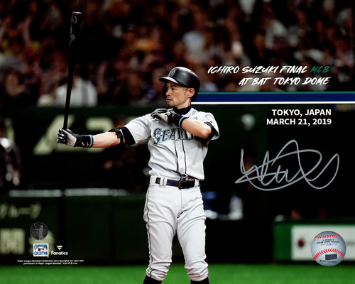 Ichiro Suzuki Autographed 8x10 Photo Seattle Mariners Final At Bat IS Holo Stock #212171