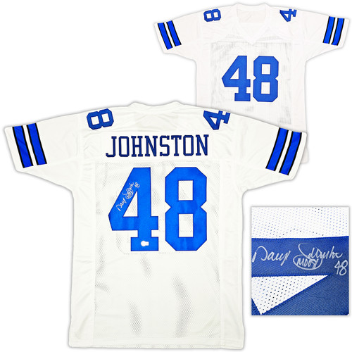 Dallas Cowboys Darryl Johnston Autographed White Jersey Beckett BAS QR Stock #212609