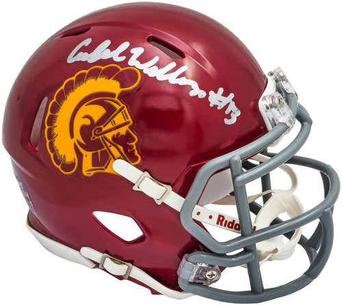 Caleb Williams Autographed USC Trojans Red Speed Mini Helmet Fanatics Holo Stock #212677