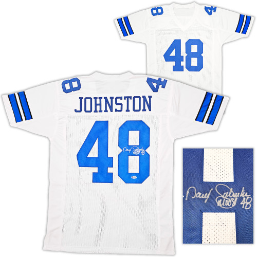 Dallas Cowboys Darryl Johnston Autographed White Jersey "Moose" Beckett BAS Stock #213036