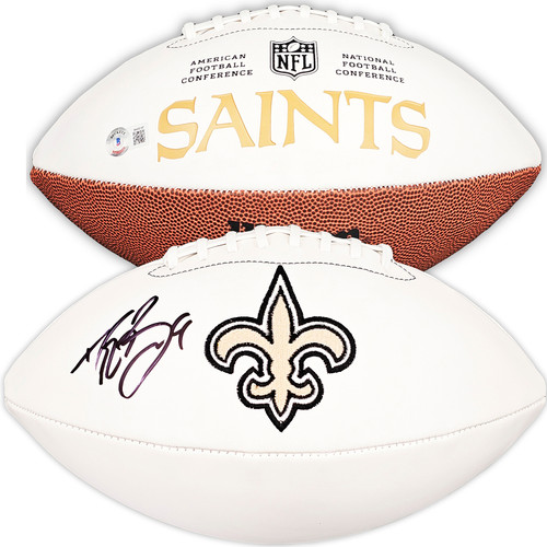 Drew Brees Autographed New Orleans Saints Official White Logo Football Beckett BAS Witness Stock #215038