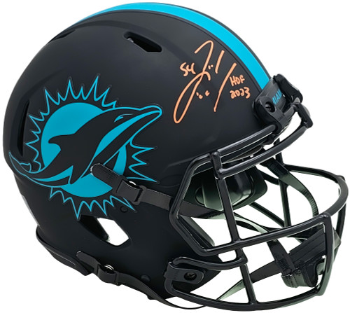 Zach Thomas Autographed Miami Dolphins Eclipse Black Full Size Authentic Speed Helmet "HOF 2023" Beckett BAS Witness Stock #215330