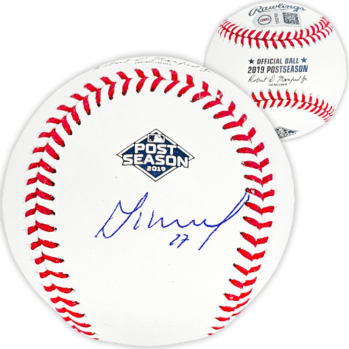 Jose Altuve Autographed Official 2019 Postseason Logo MLB Baseball Houston Astros JSA Stock #215519